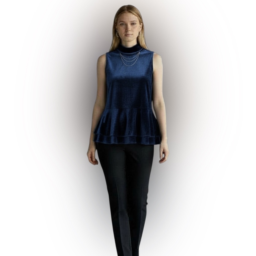 Torn by Ronny Kobo Velvet Peplum Top Size Medium